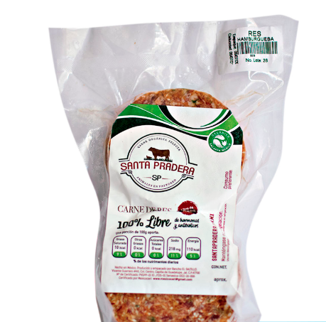 Hamburguesa de res (400gr/0.88lbs) 4 pza - Santa Pradera