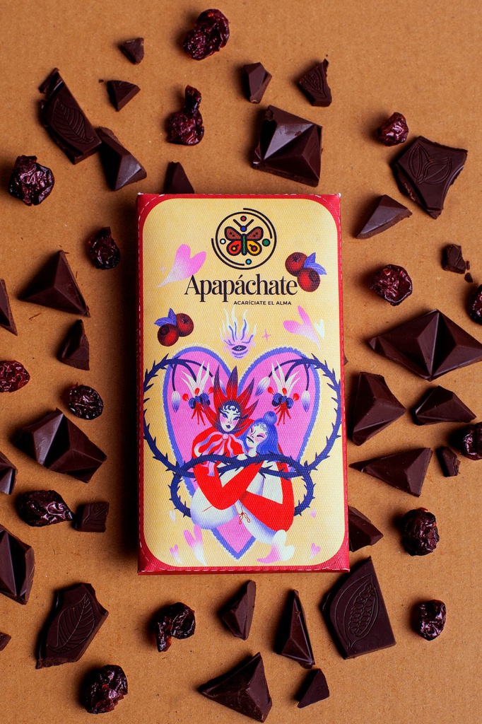 Barra de chocolate con arándanos leche de avena y semillas de cáñamo 75% cacao ( 70g) 