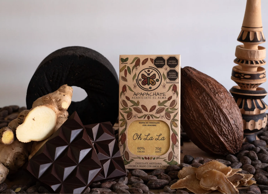Chocolate bar with ginger 80% Cacao (15g)