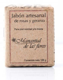 Jabón de rosa y geranio 90 gr  - Manantial de las Flores